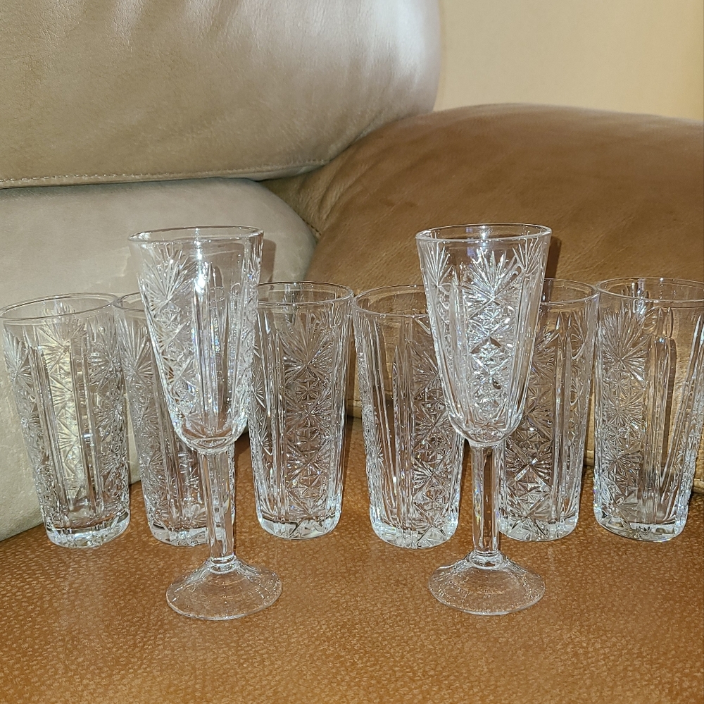 Set of 11 shot glasses crystal